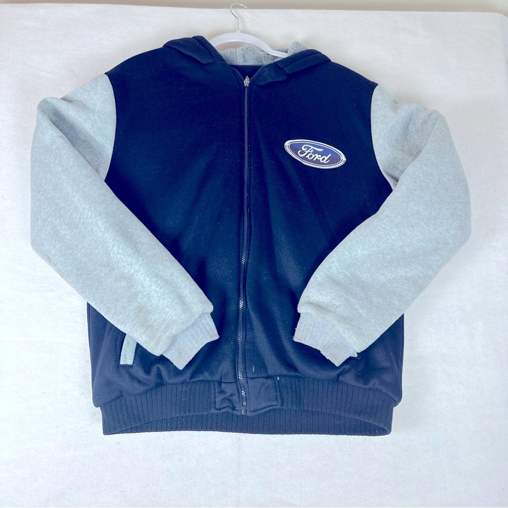 Unbranded Ford Logo Cotton Heavy Lined Hooded Bomber Jacket